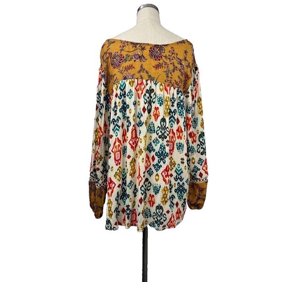 Farmers Market Blouse Woman's Size M Multicolor Boho Charming‎ Art - Picture 3 of 10